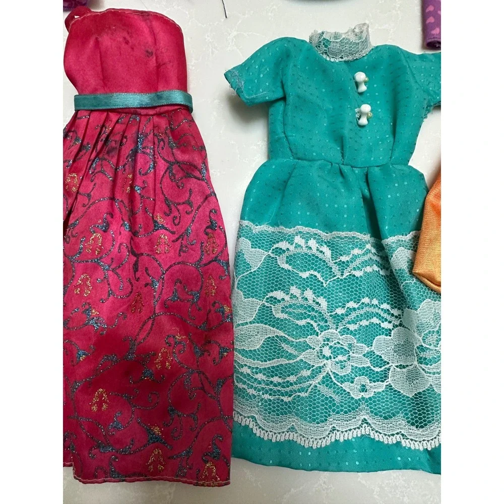 Barbie Doll Clothes Lot 11pc Vintage Modern Dresses Leggings Gowns AS IS Stained